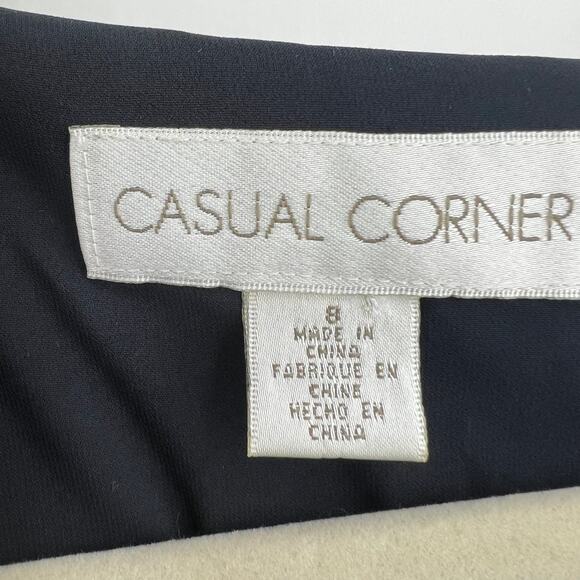 Casual Corner (8) VINTAGE 90s 100% SILK Black Green Sheath Midi Dress V Neck - Picture 10 of 11